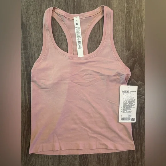 New Lululemon Swiftly Tech Cropped Racerback Tank Top. Pink Haze. Size 6. - Picture 5 of 16